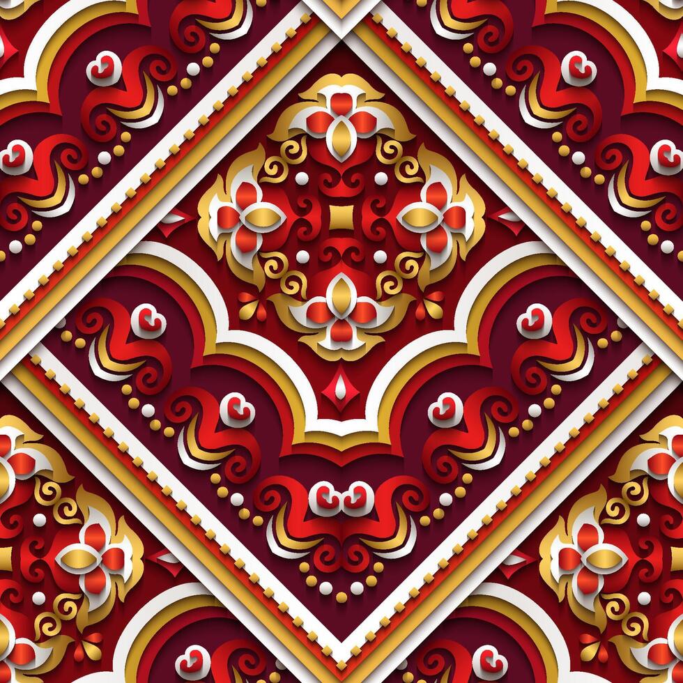 Vector abstract decorative ethnic ornamental seamless pattern