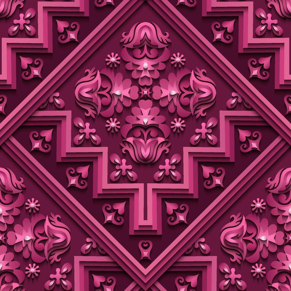 Vector abstract decorative ethnic ornamental seamless pattern