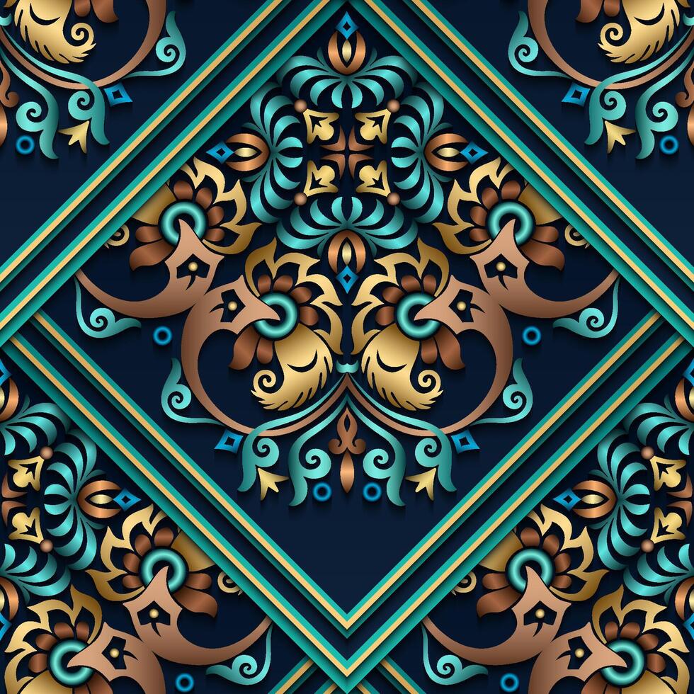Vector abstract decorative ethnic ornamental seamless pattern