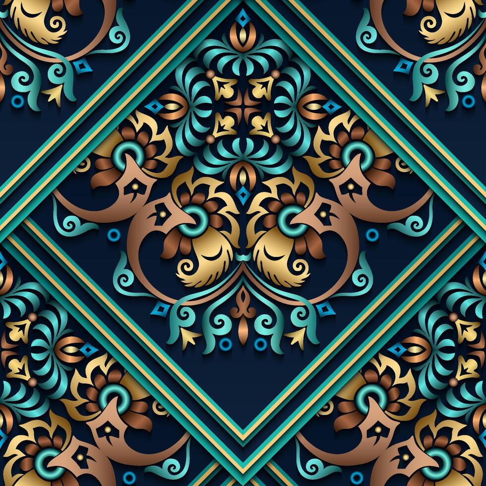 Vector abstract decorative ethnic ornamental seamless pattern