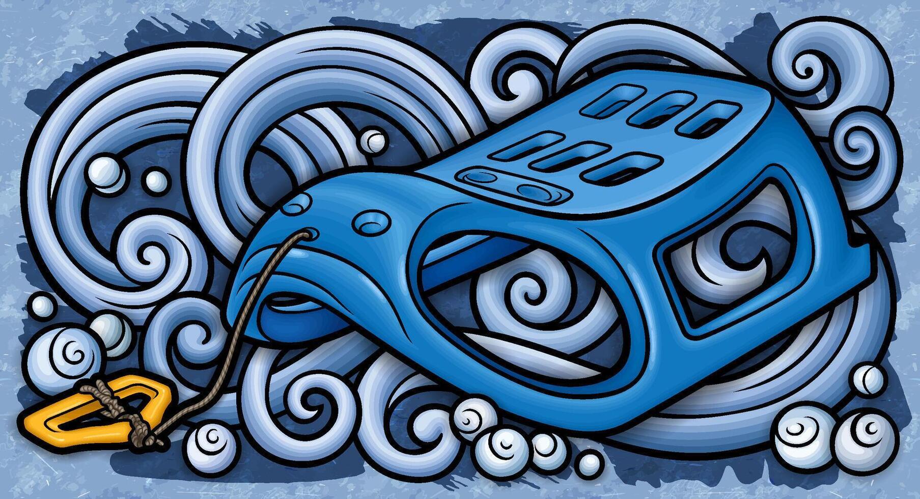 Cartoon cute doodle hand drawn sled illustration. vector
