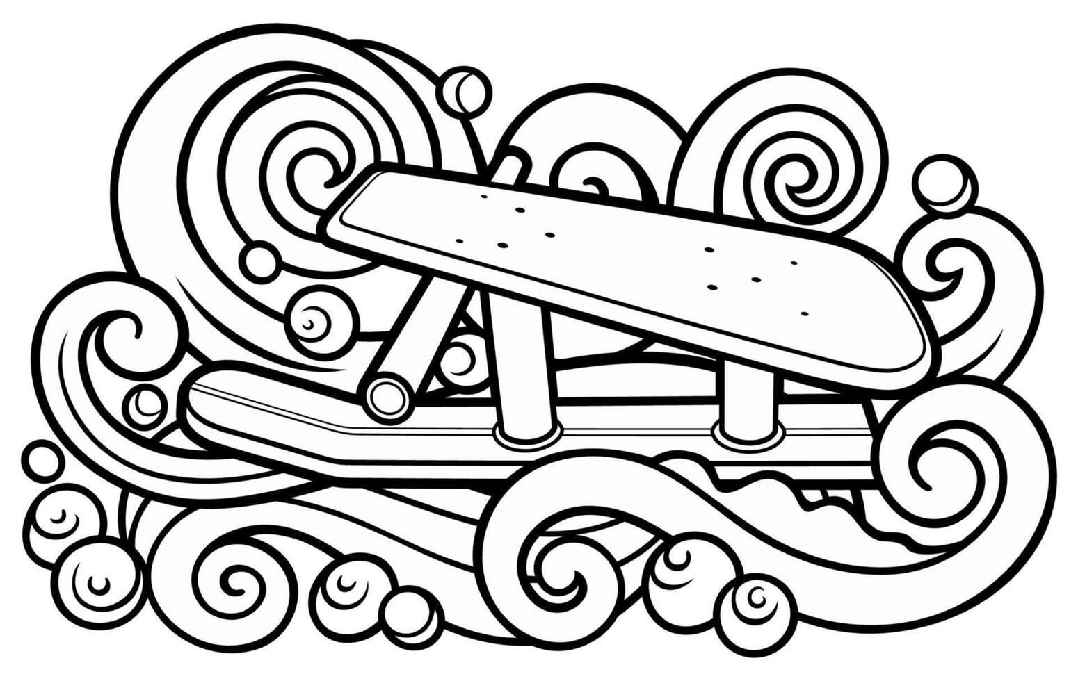 Cartoon cute doodle hand drawn sled illustration. vector