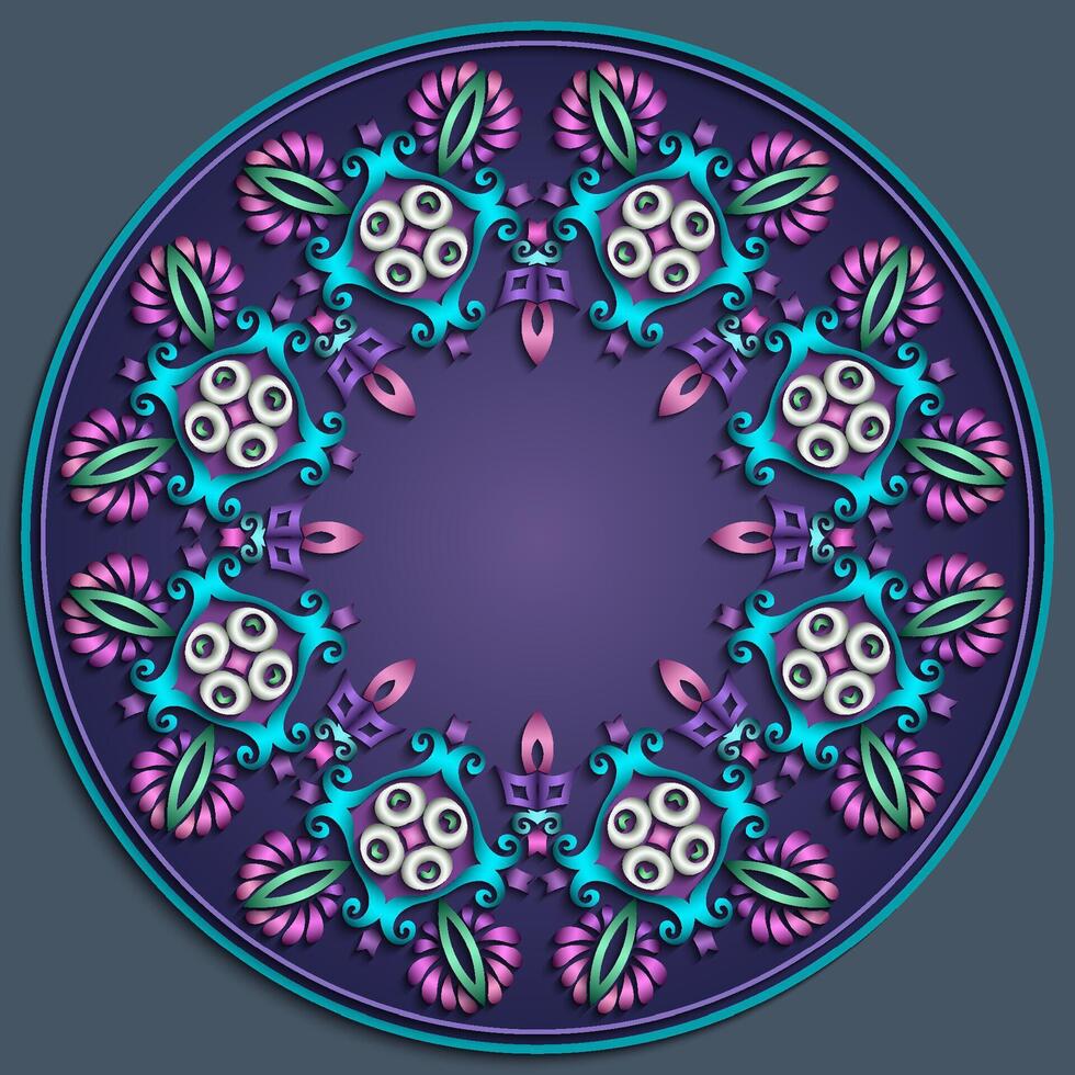 Abstract vector ornamental nature vintage papercut floral lace element.