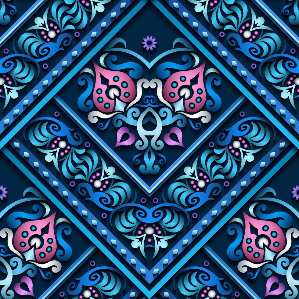 Vector abstract decorative ethnic ornamental seamless pattern