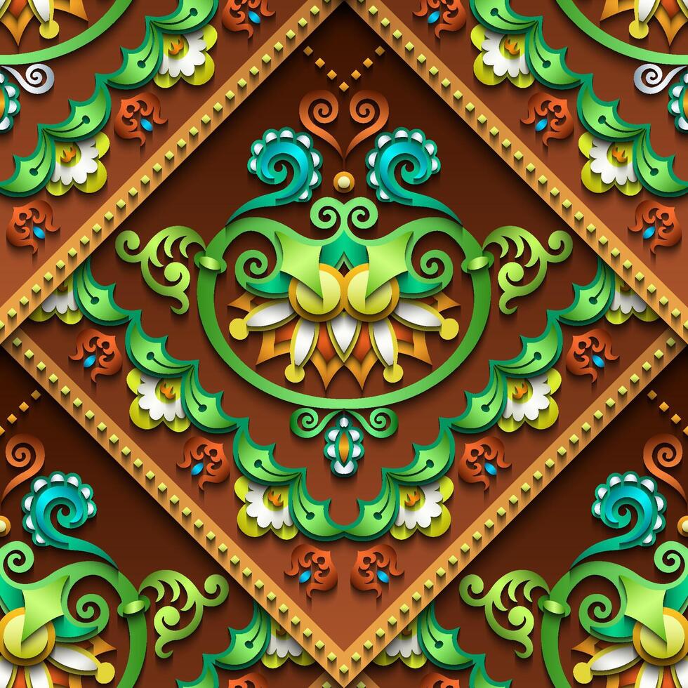 Vector abstract decorative ethnic ornamental seamless pattern