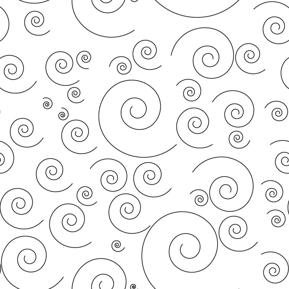 Seamless pattern with spiral curls ornament. Vintage design element in monochromatic style. Abstract for textile. vector