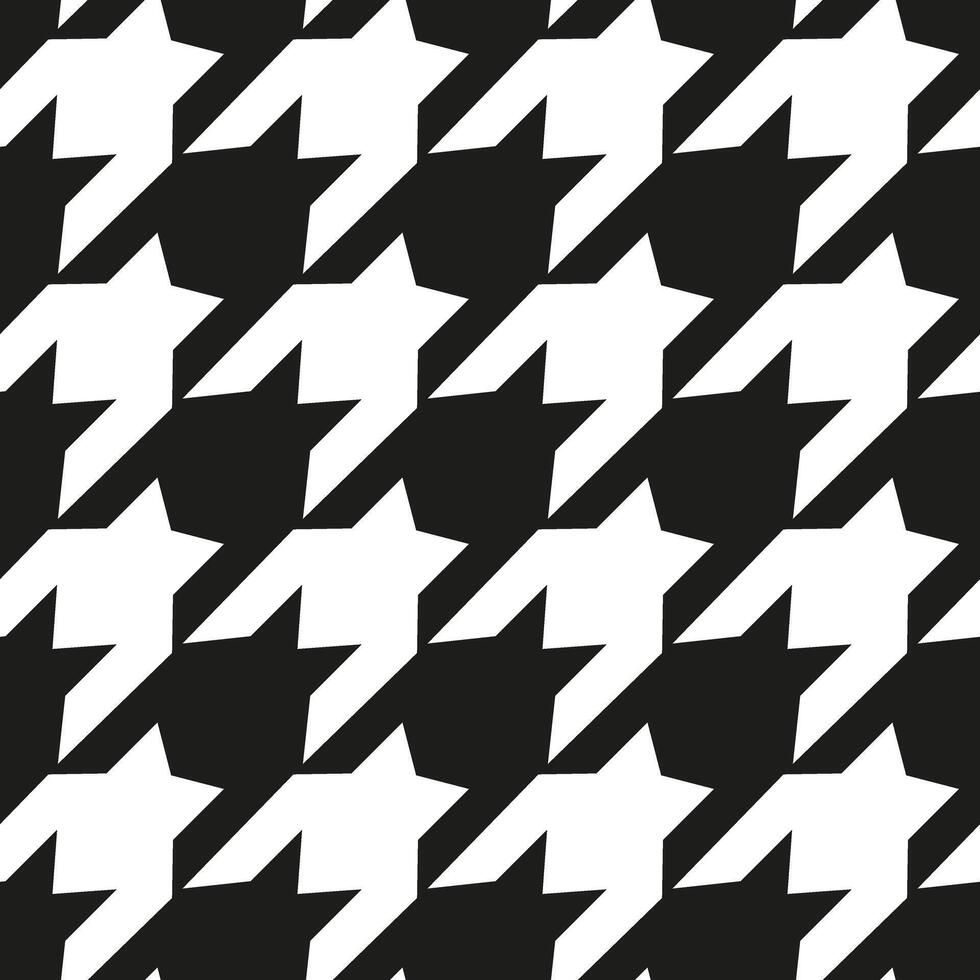 Repeated houndtooth texture. Black hound tooth on white background. Simple abstract plaid dogstooth or goose feet. vector