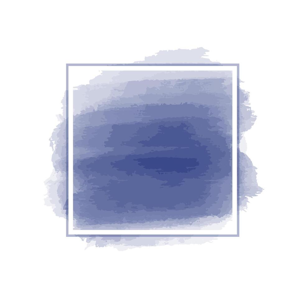 Blue painted background, square frame on a watercolor background. vector