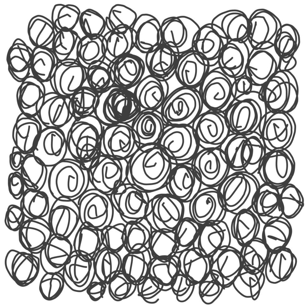 Doodle swirls, circles hand drawn in situations of stress, embarrassment, excitement isolated on white background. vector