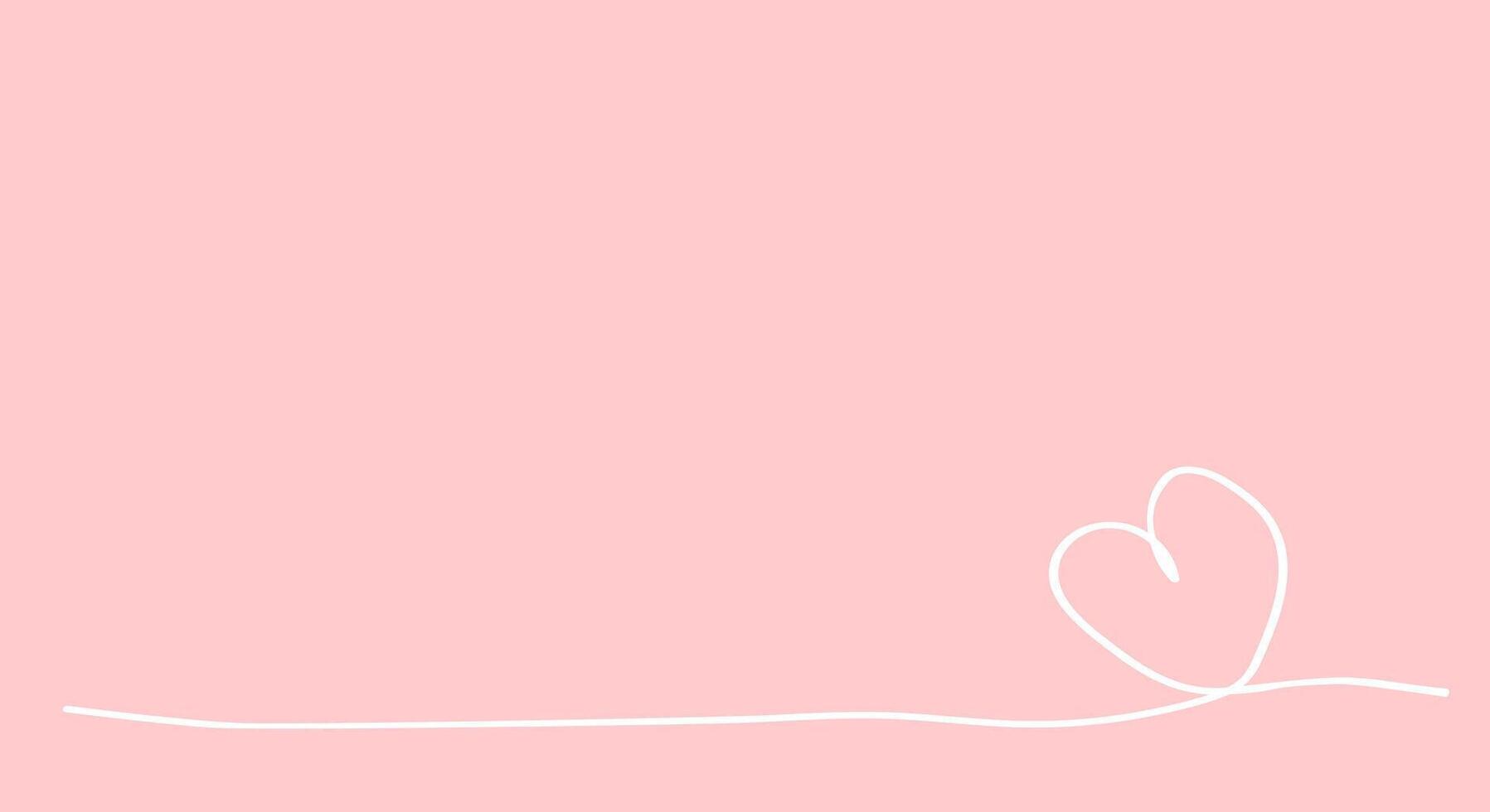 White line heart on pink background. Cute love banner or greeting card. Place for text. Valentine s day background. vector