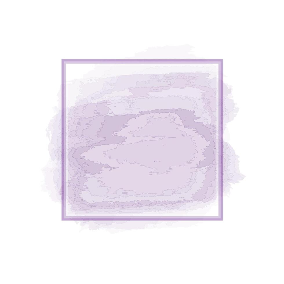 Violeta fondo, cuadrado marco en un acuarela antecedentes. vector