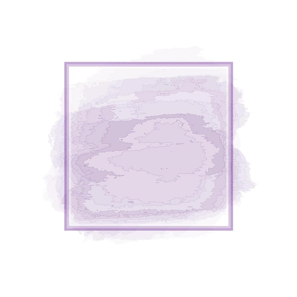 Violet background, square frame on a watercolor background. vector