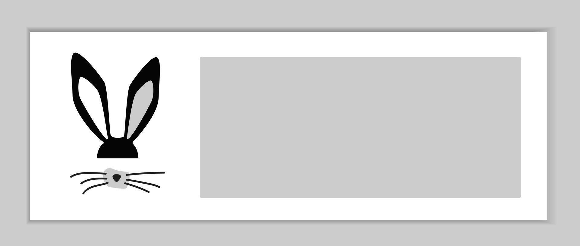 Blank template with shadow and illustration of rabbit ears. A place for text, a template for an invitation. vector
