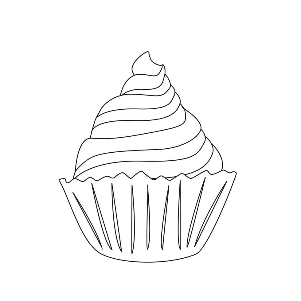 Muffin. Vector illustration with cupcake. Used for poster, banner, web, print, bags, badges, flyer, logo design.