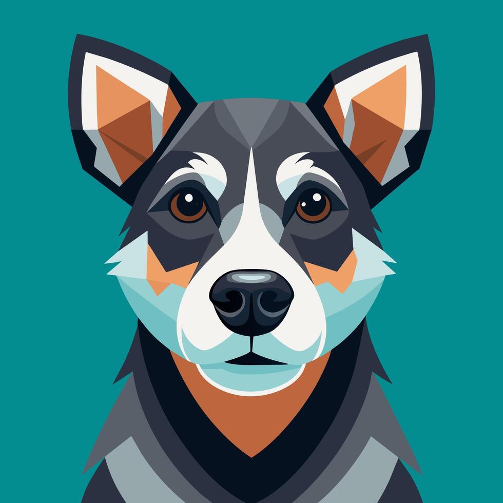 ai generado retrato de un perro en un azul antecedentes. vector ilustración. modelo para logo, cubrir.