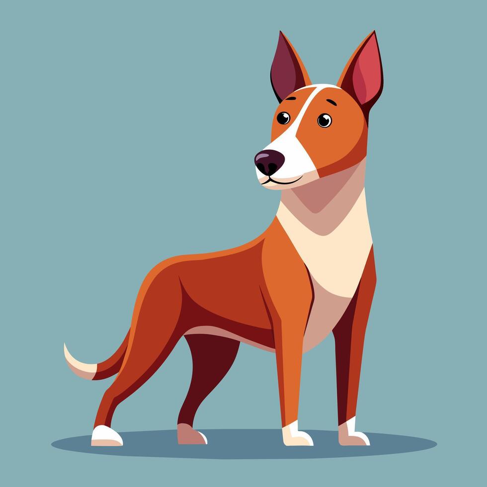 AI generated Unusual dog. Dog standing in flat design. Cartoon dog. vector illustration. Portrait of a dog on a blue background.