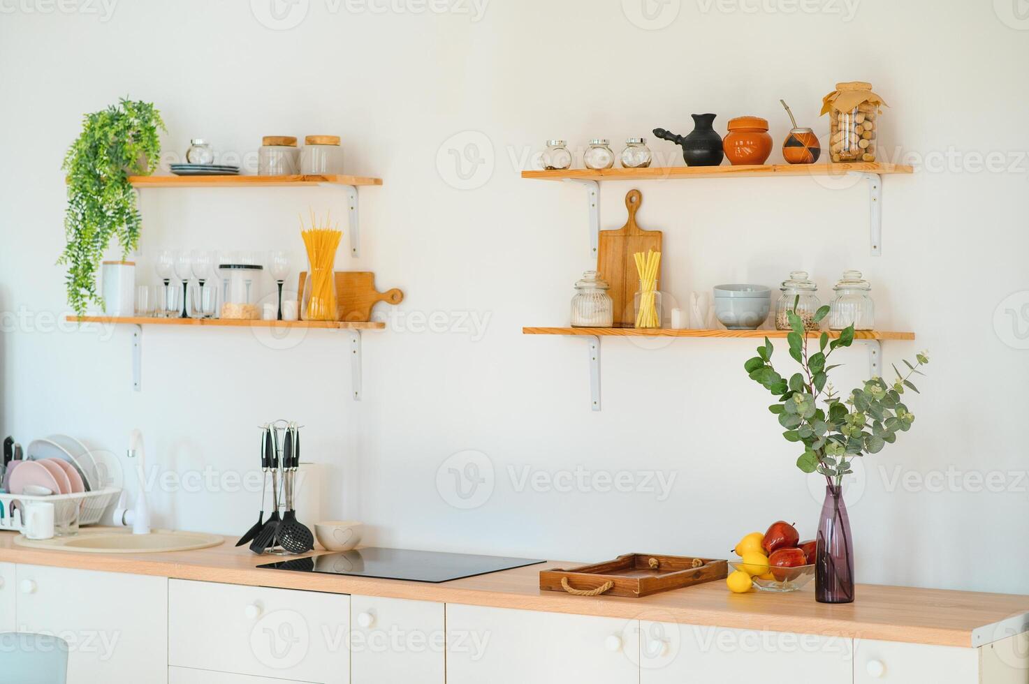 Interior of modern comfortable kitchen photo