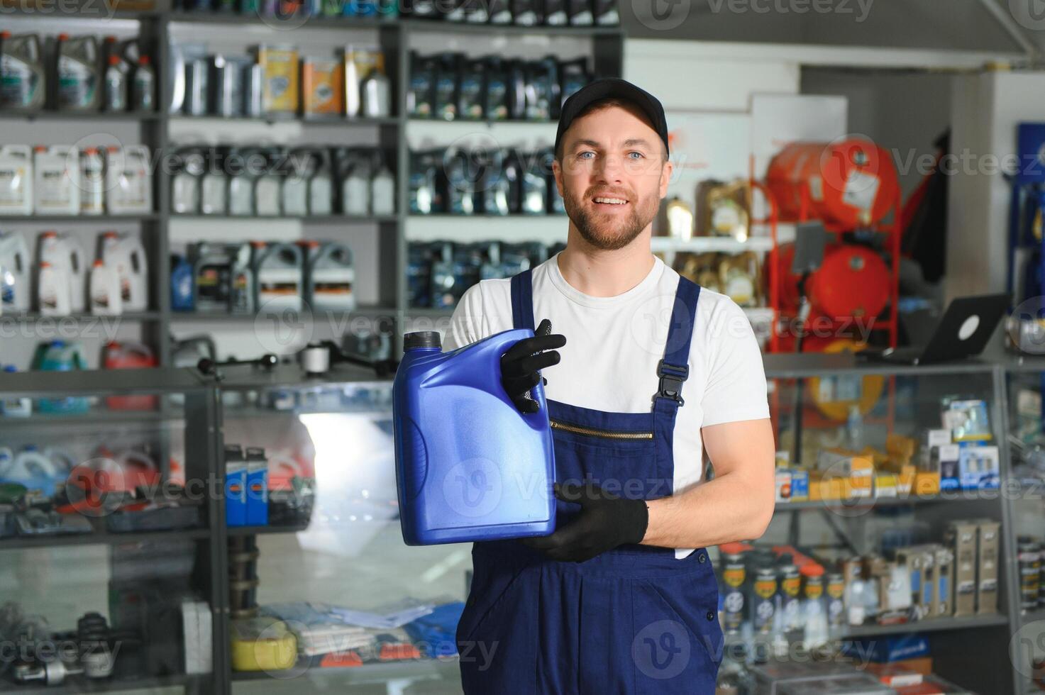 Smiling Salesman Auto Parts Store photo