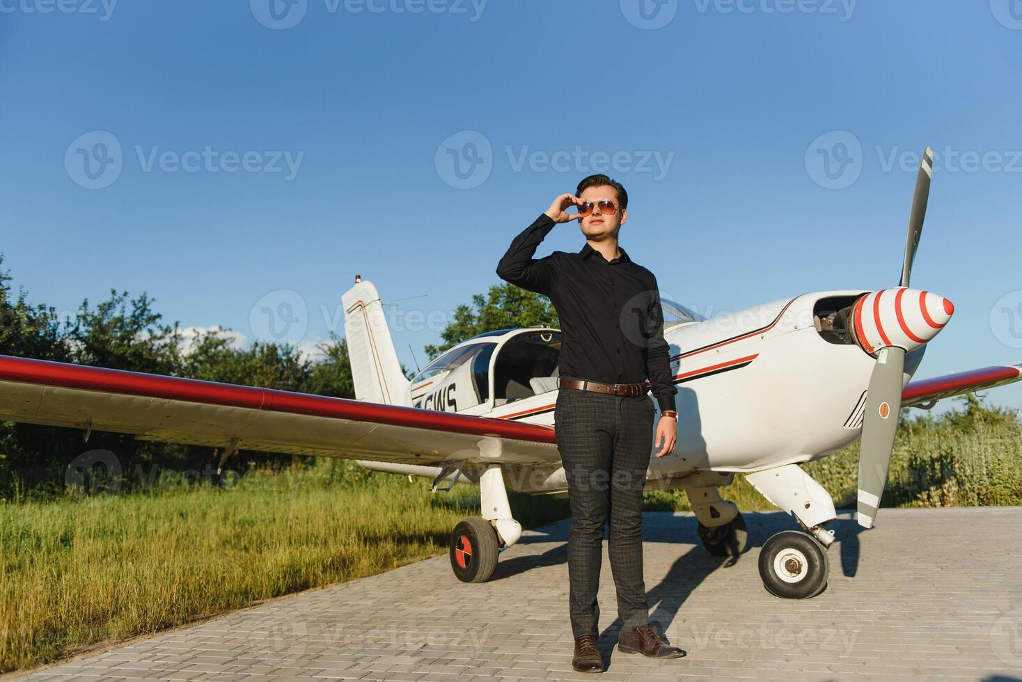 Successful businessman in airport. Successful business concept. photo