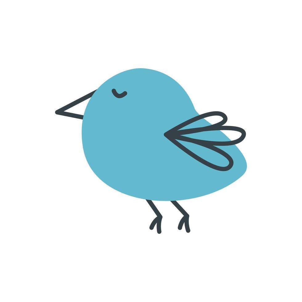 Simple cute bird in doodle style. Element for spring or summer design. vector