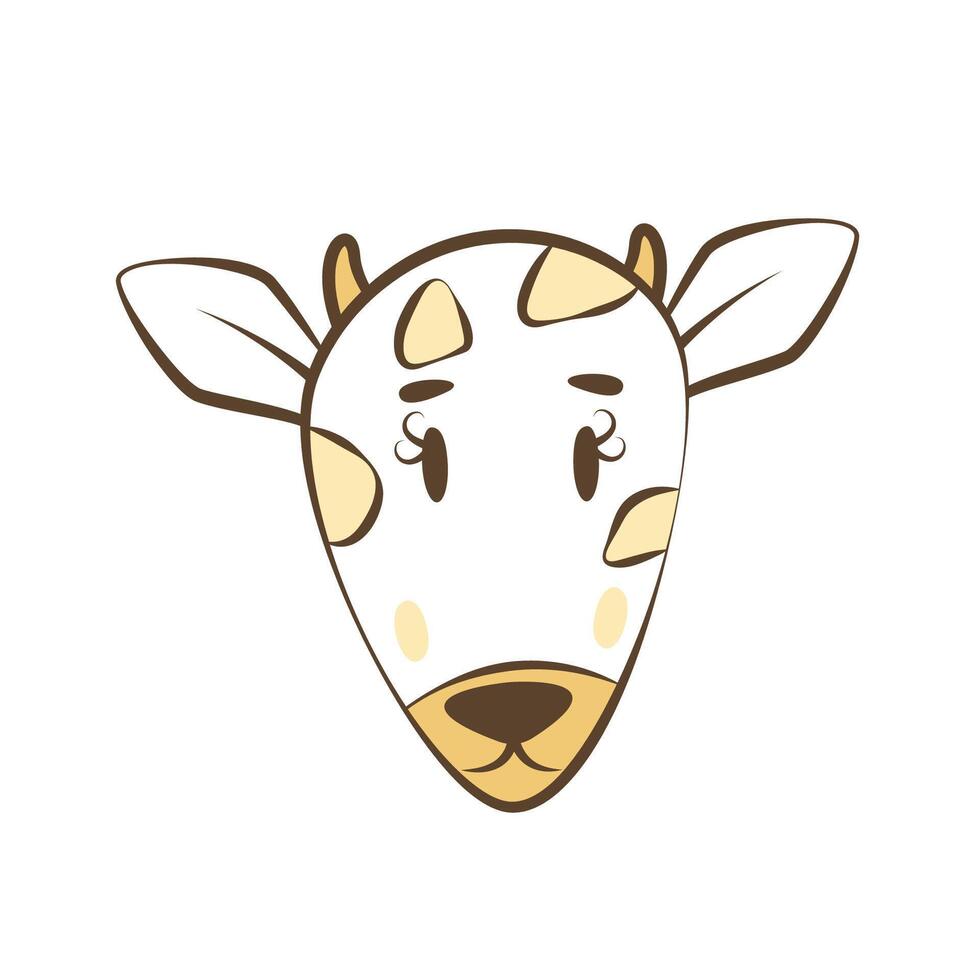 Funny doodle giraffe face. Cute baby illustration. vector