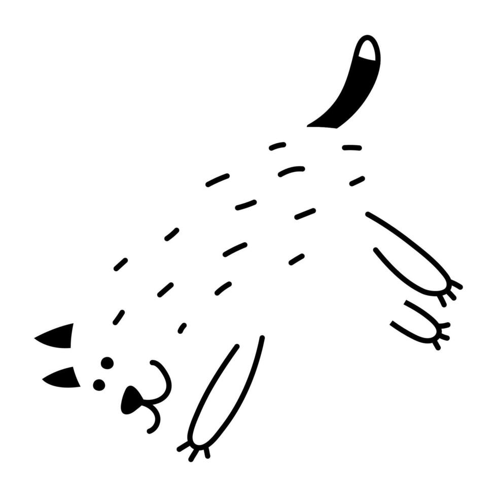 sencillo resumen corriendo gato garabatear ilustración. grasa animal clipart. gracioso elemento para impresión diseño, logo, embalaje. vector mano dibujado imagen aislado en blanco antecedentes. cómic dibujo.