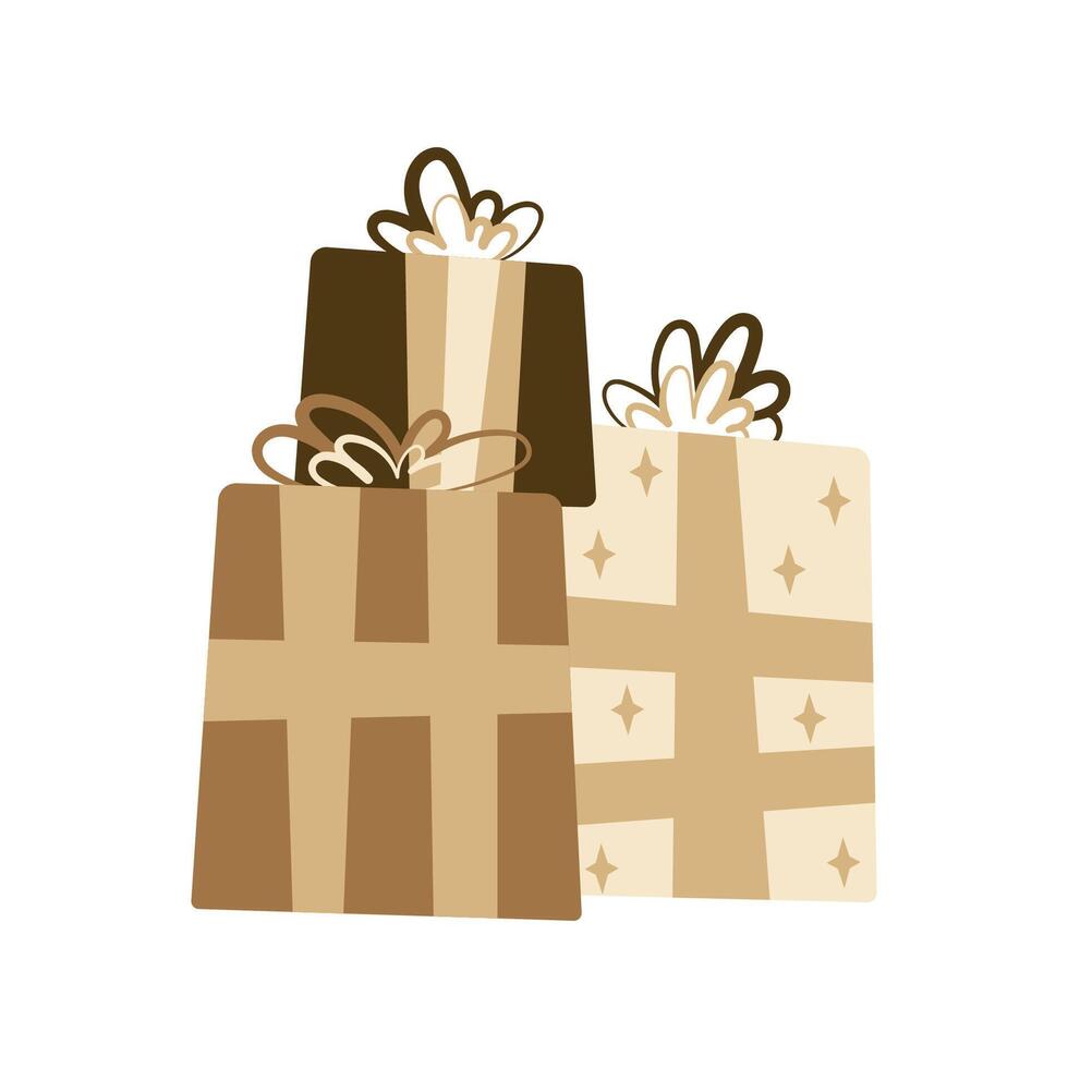 composición de arte regalo cajas para Navidad, nuevo año o cumpleaños fiesta. plano diseño elemento. vector