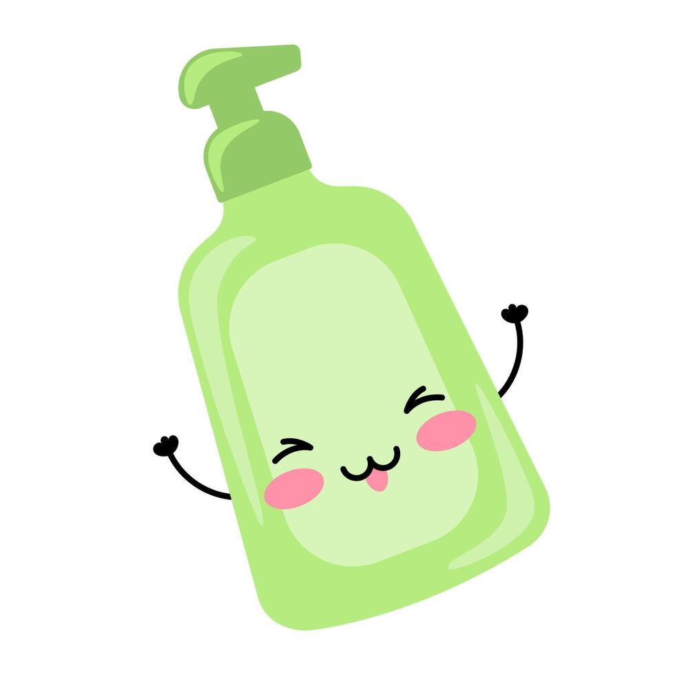 Gel for intimate hygiene. Women's intimate health item. Happy kawaii character. vector