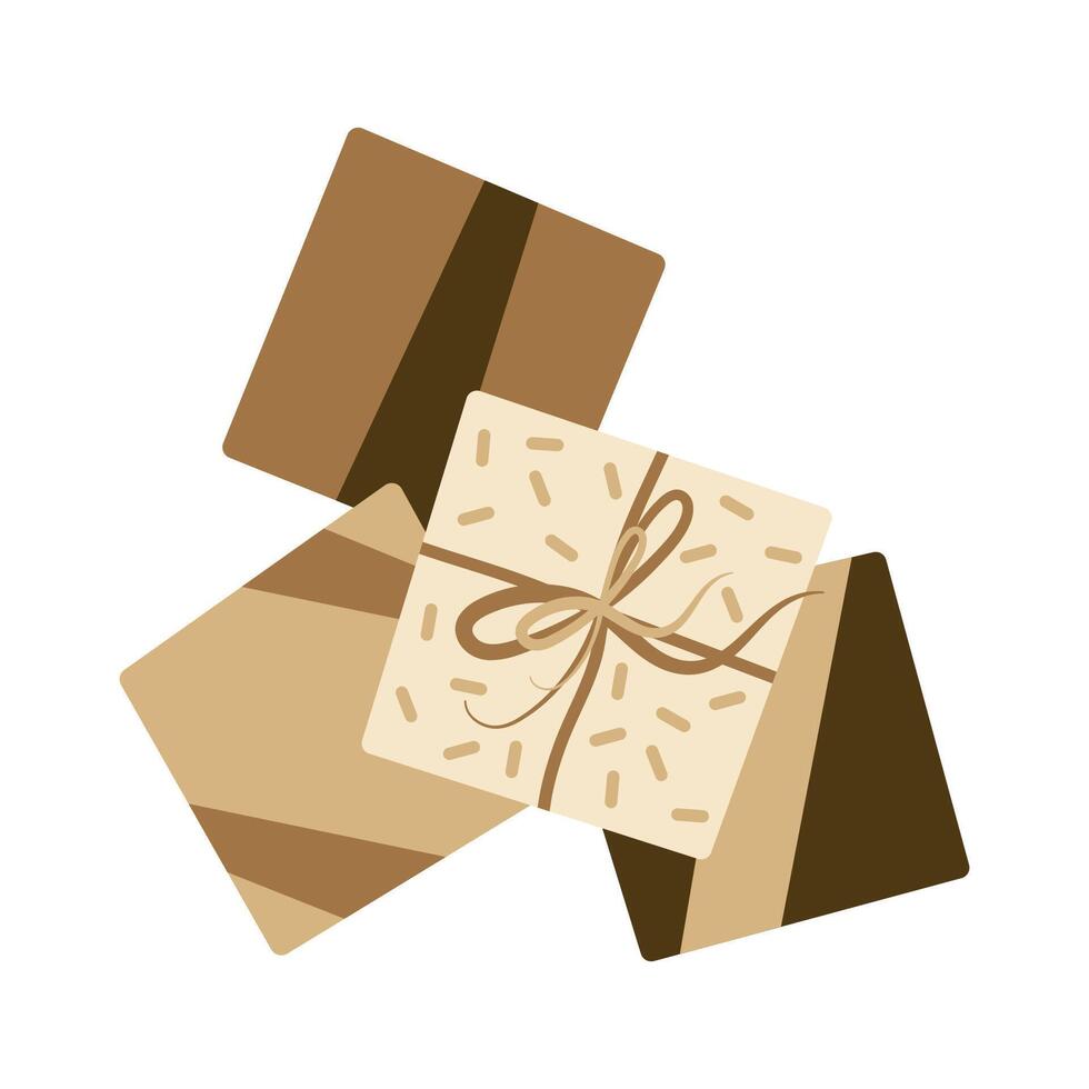 composición de arte regalo cajas para Navidad, nuevo año o cumpleaños fiesta. plano diseño elemento. vector