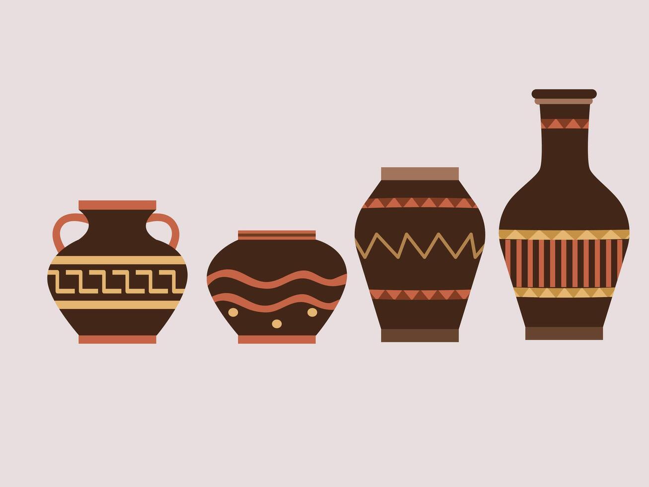 Handmade pottery and carving vector