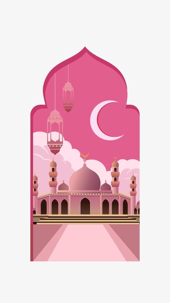 Islamic vertical background with ornament vector