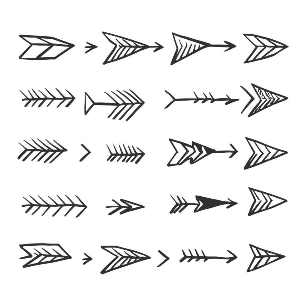 Hand drawn arrow set collection vector