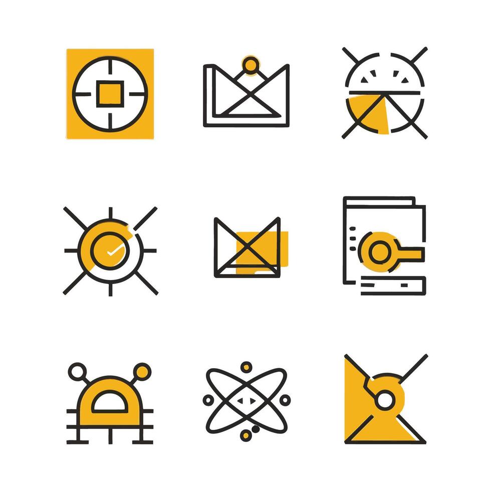 Minimalist vector y2k symbols set for logo templates