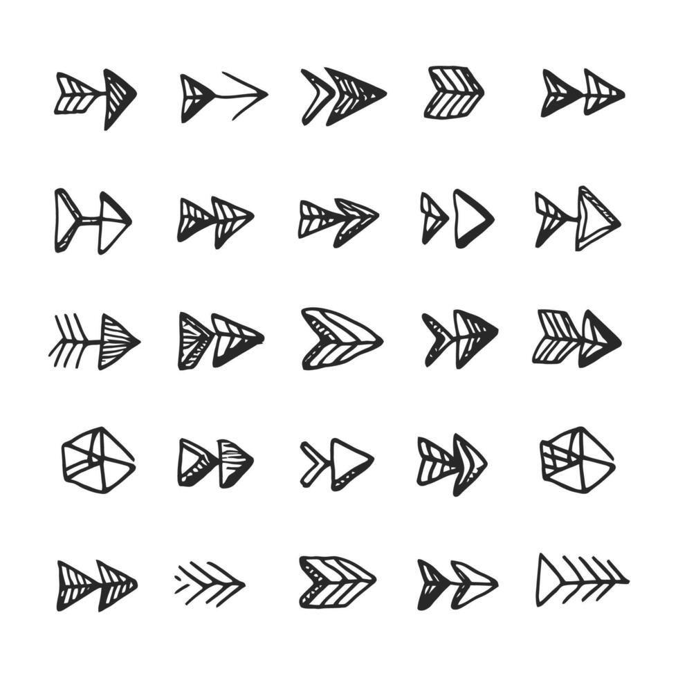 Hand drawn arrow set collection vector