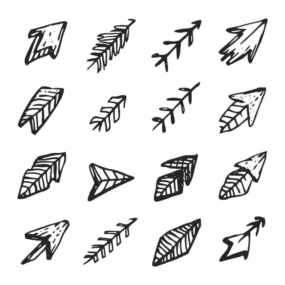 Hand drawn arrow set collection vector