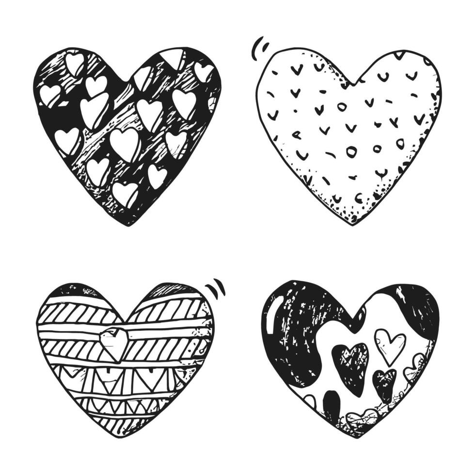 Hand drawn beautiful vector heart collection