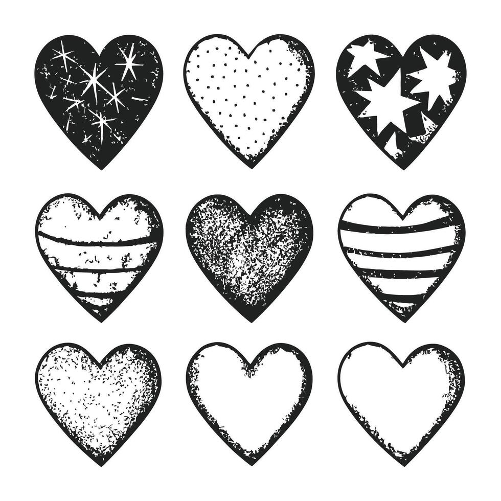 Hand drawn beautiful vector heart collection