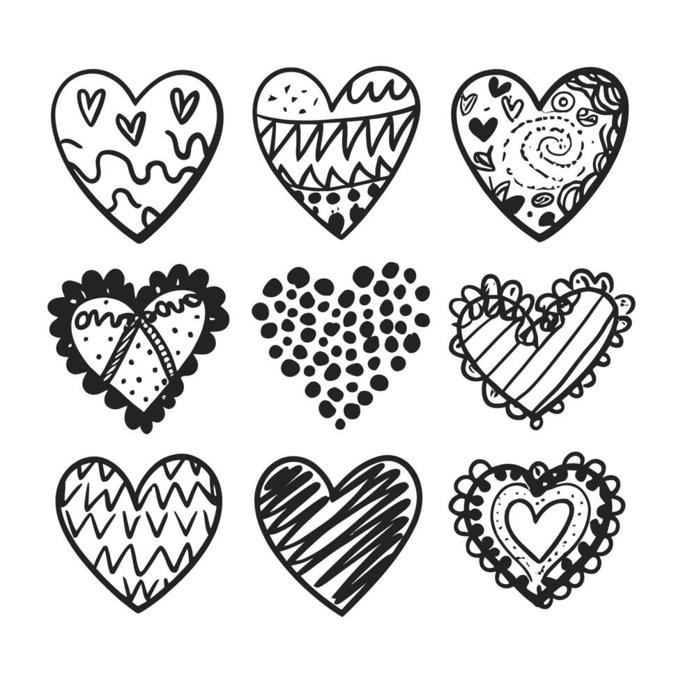 Hand drawn beautiful vector heart collection