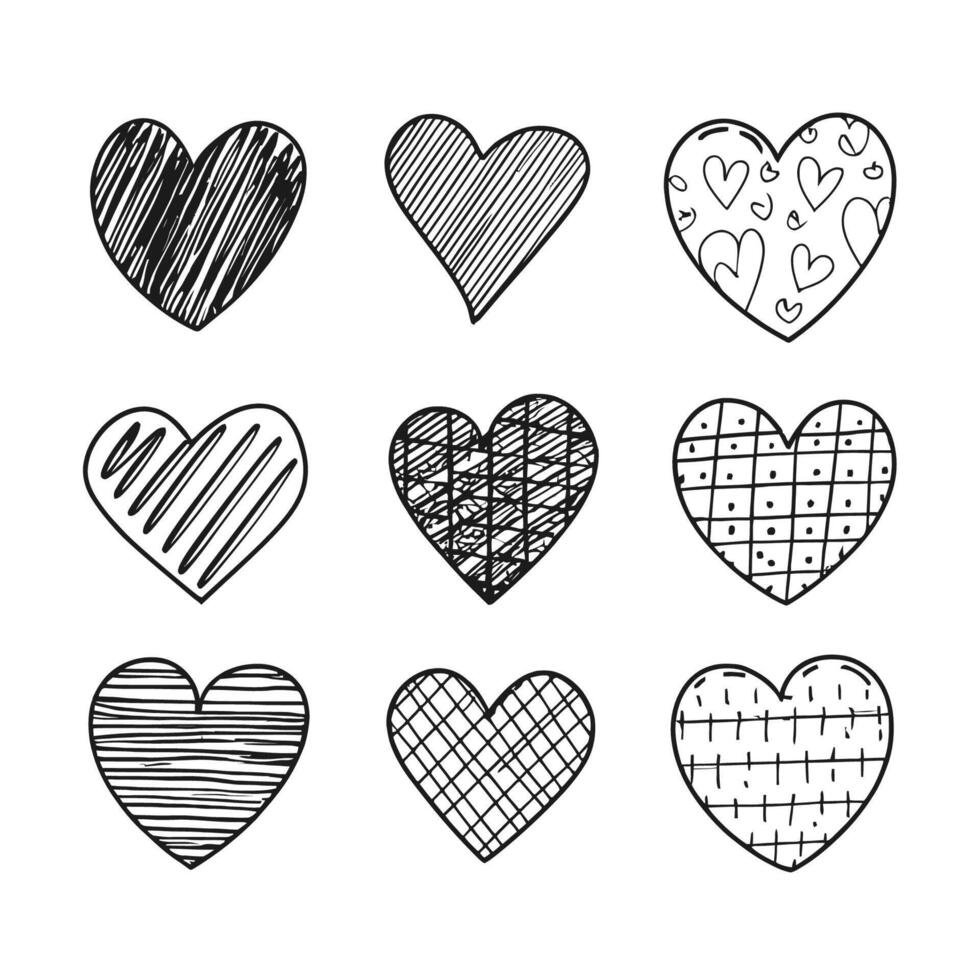 Hand drawn beautiful vector heart collection