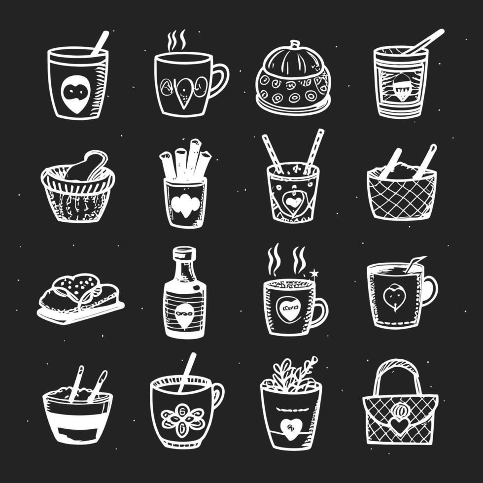 Cute doodle different objects set vector