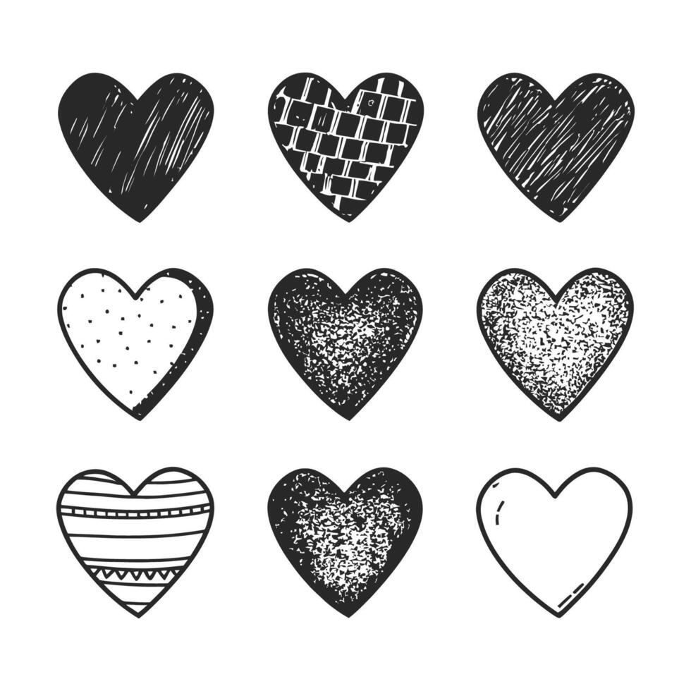 Hand drawn beautiful vector heart collection