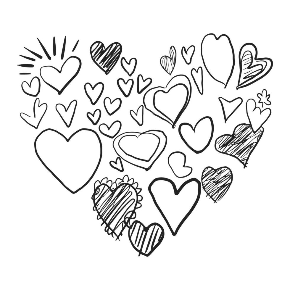 Hand drawn beautiful vector heart collection