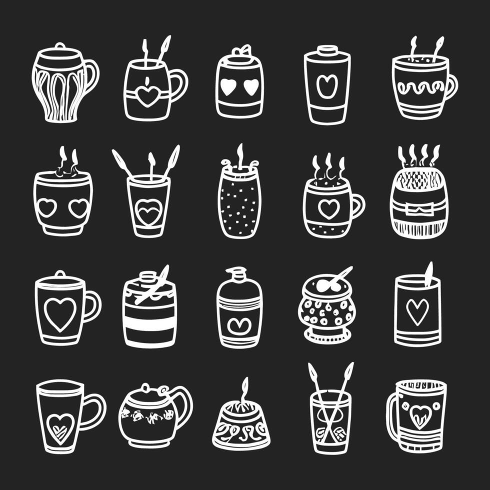 Cute doodle different objects set vector