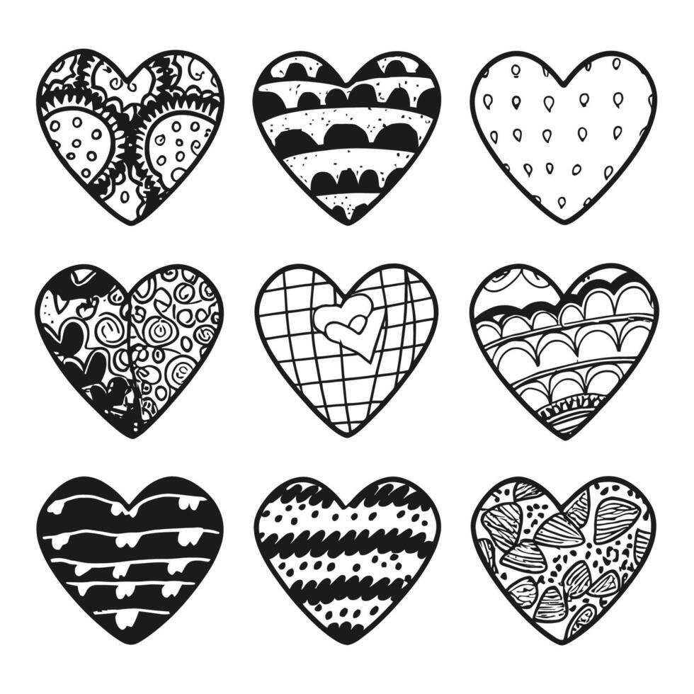 Hand drawn beautiful vector heart collection