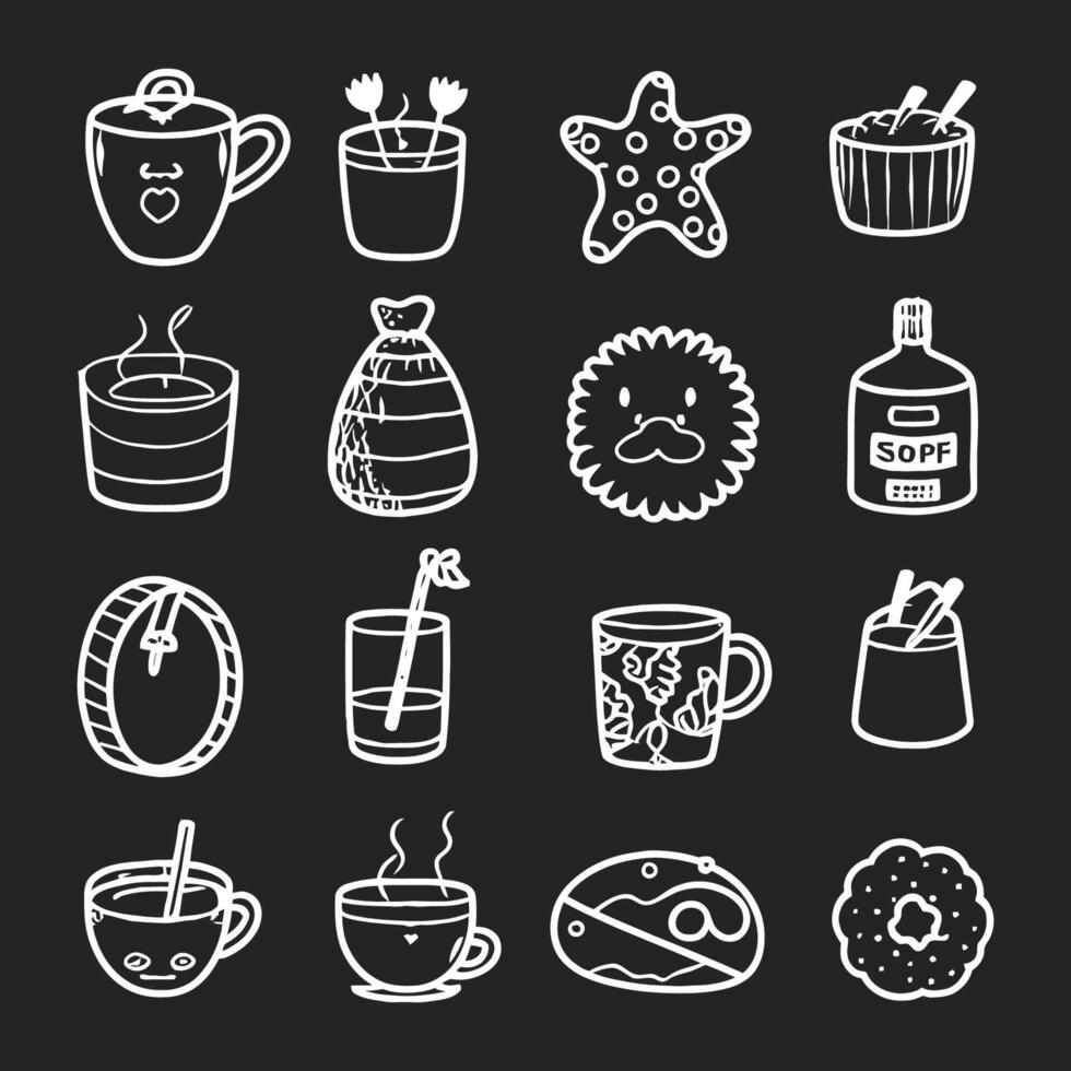 Cute doodle different objects set vector