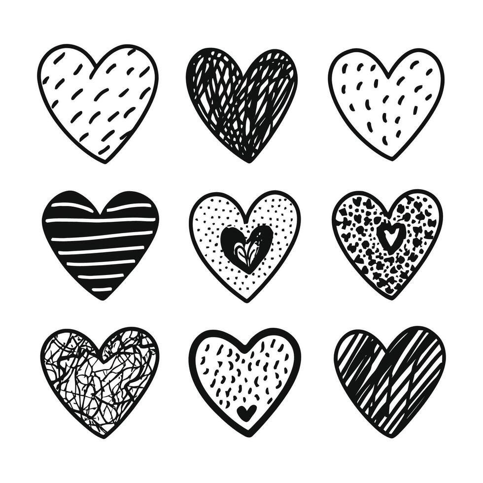Hand drawn beautiful vector heart collection
