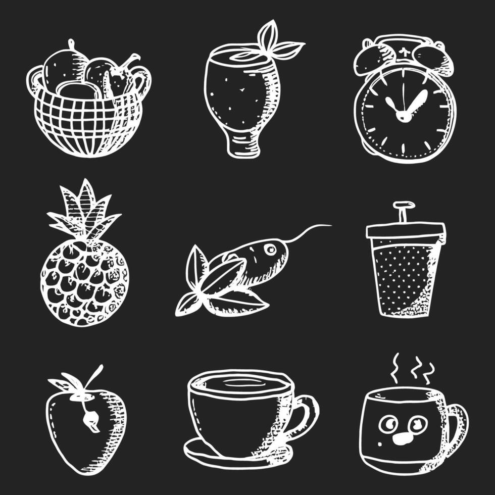 Cute doodle different objects set vector