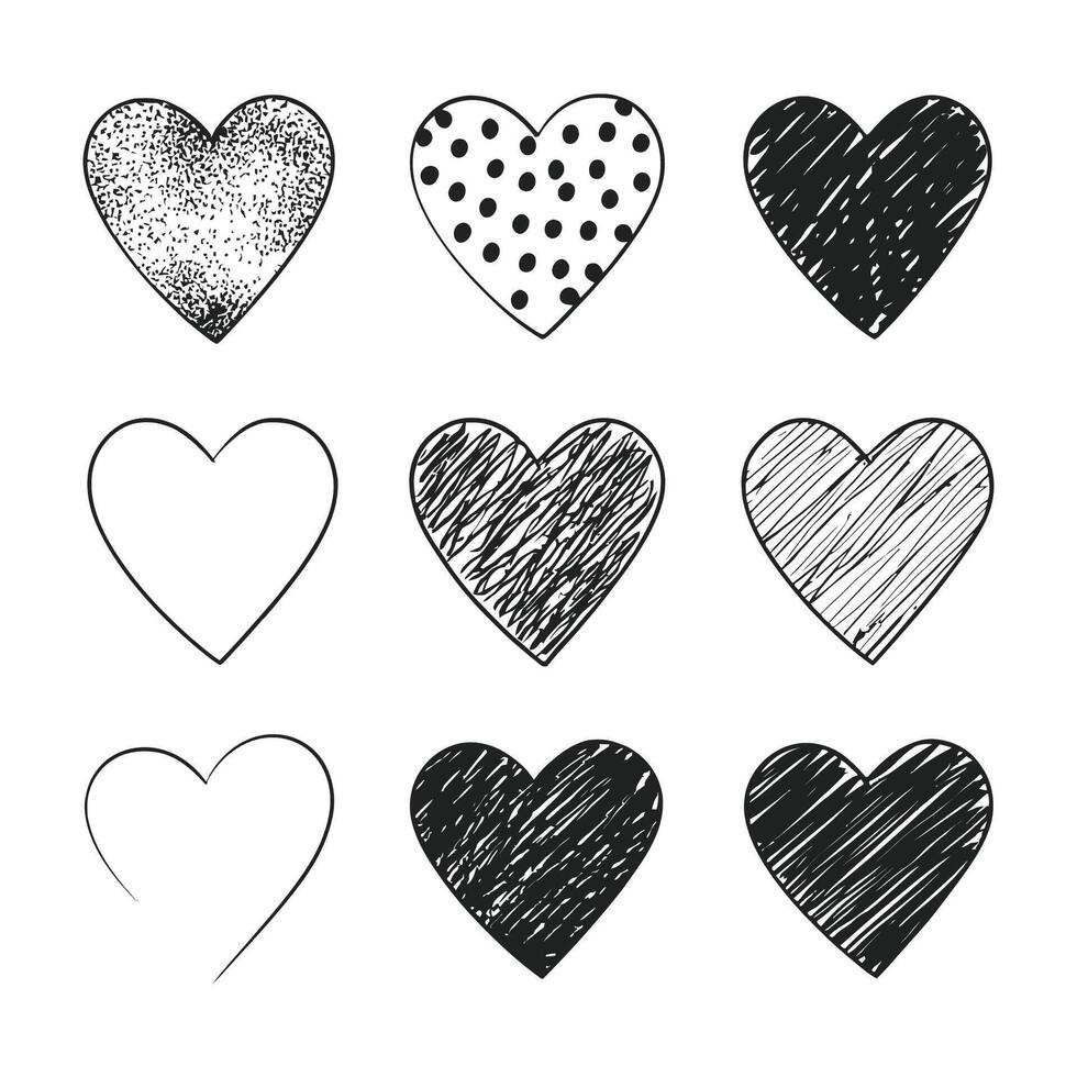 Hand drawn beautiful vector heart collection