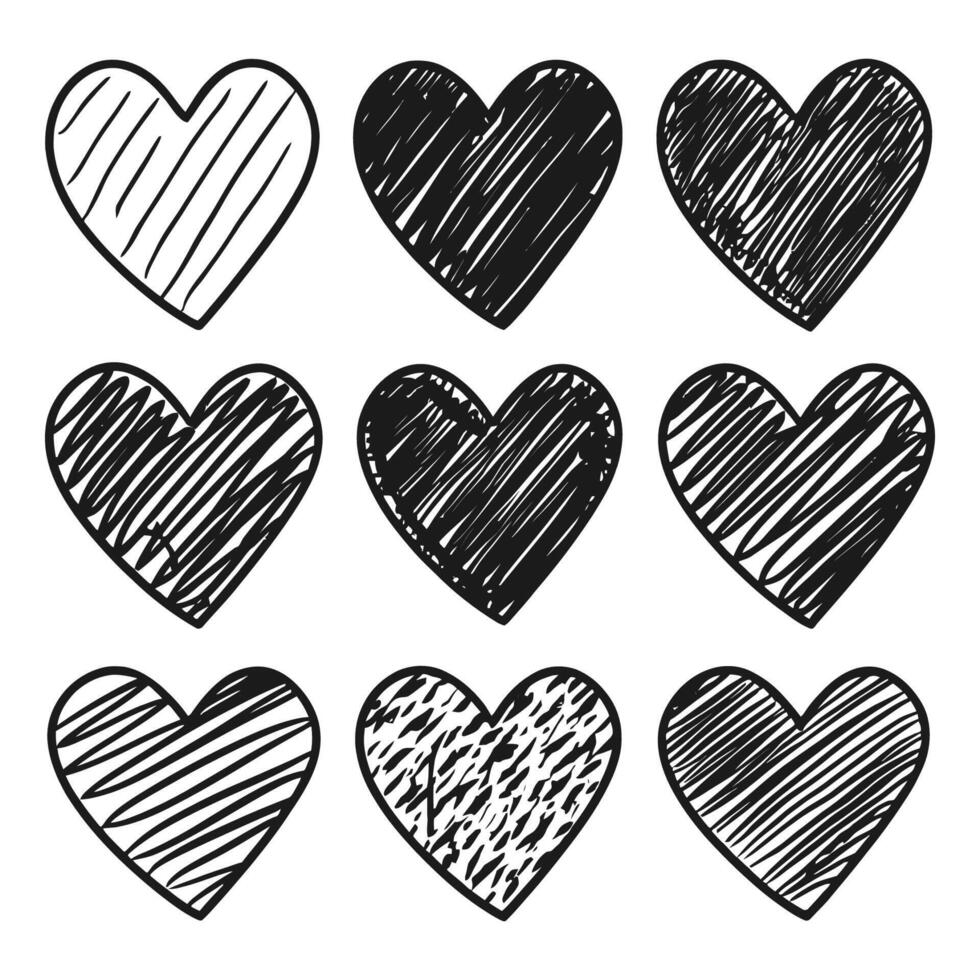 Hand drawn beautiful vector heart collection