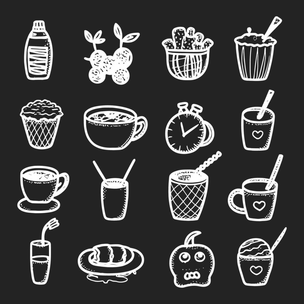 Cute doodle different objects set vector